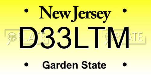 D33LTM New Jersey License Plate
