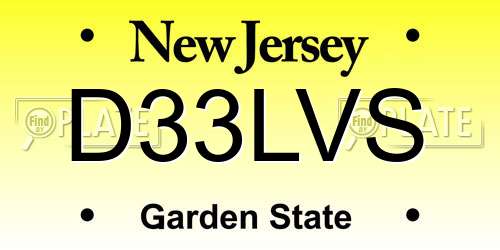 D33LVS New Jersey License Plate