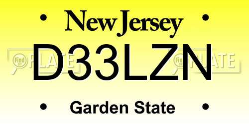 D33LZN New Jersey License Plate