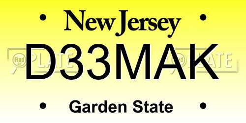 D33MAK New Jersey License Plate