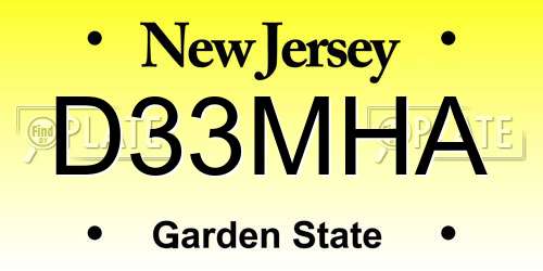D33MHA New Jersey License Plate