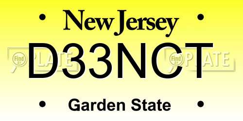 D33NCT New Jersey License Plate