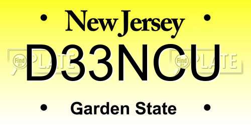 D33NCU New Jersey License Plate