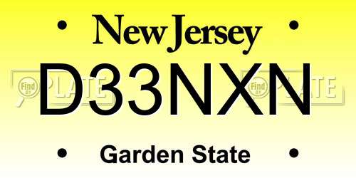 D33NXN New Jersey License Plate