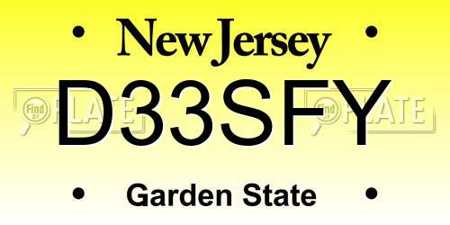 D33SFY New Jersey License Plate