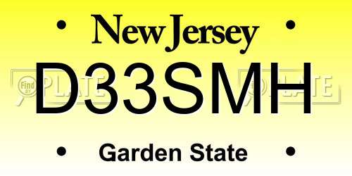 D33SMH New Jersey License Plate