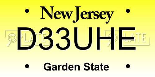 D33UHE New Jersey License Plate
