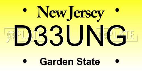 D33UNG New Jersey License Plate