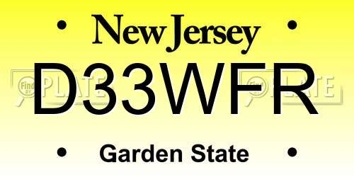 D33WFR New Jersey License Plate