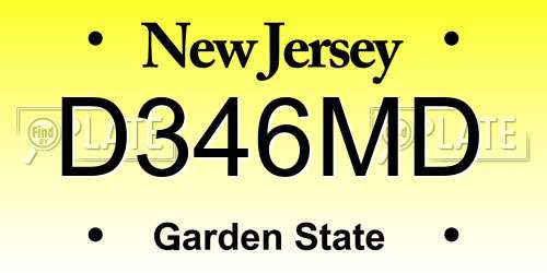 D346MD New Jersey License Plate