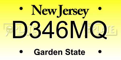D346MQ New Jersey License Plate