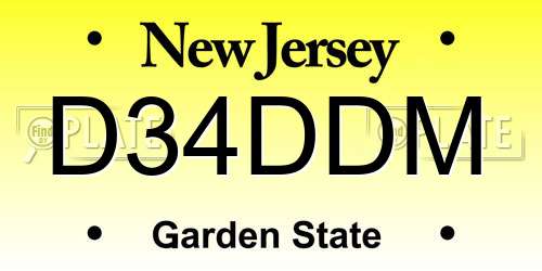 D34DDM New Jersey License Plate
