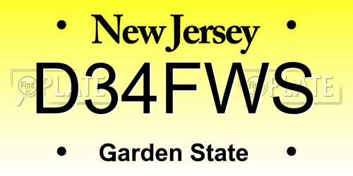 D34FWS New Jersey License Plate
