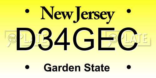 D34GEC New Jersey License Plate