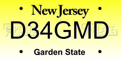 D34GMD New Jersey License Plate