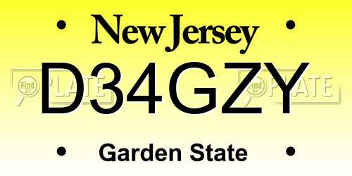 D34GZY New Jersey License Plate