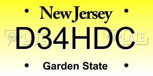D34HDC New Jersey License Plate