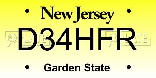 D34HFR New Jersey License Plate