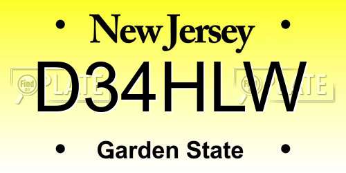 D34HLW New Jersey License Plate