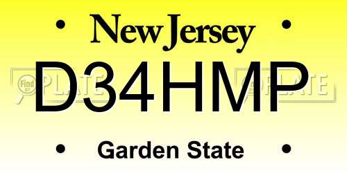 D34HMP New Jersey License Plate