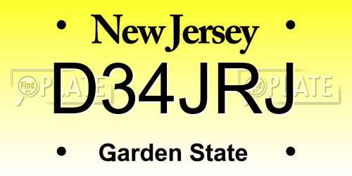 D34JRJ New Jersey License Plate