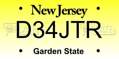 D34JTR New Jersey License Plate