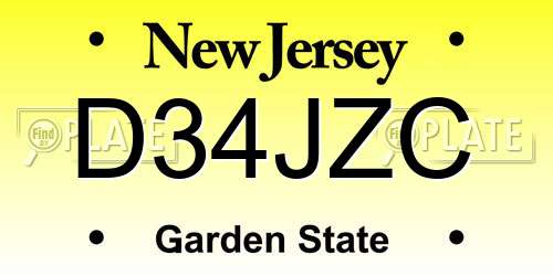 D34JZC New Jersey License Plate