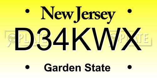 D34KWX New Jersey License Plate