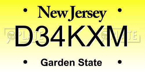 D34KXM New Jersey License Plate