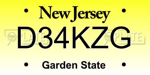 D34KZG New Jersey License Plate