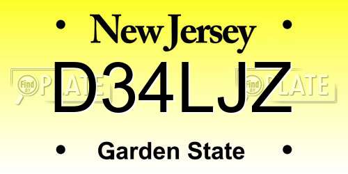 D34LJZ New Jersey License Plate