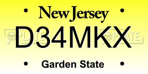D34MKX New Jersey License Plate