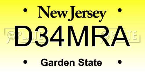 D34MRA New Jersey License Plate