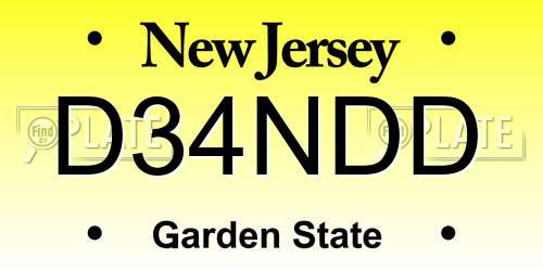 D34NDD New Jersey License Plate