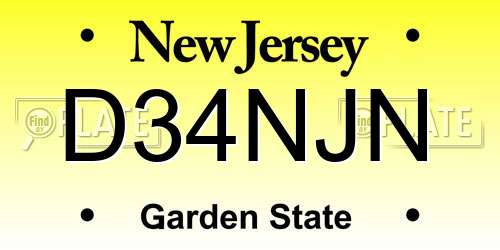 D34NJN New Jersey License Plate