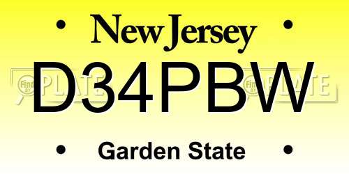 D34PBW New Jersey License Plate