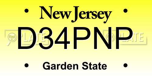 D34PNP New Jersey License Plate