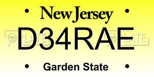 D34RAE New Jersey License Plate
