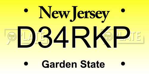 D34RKP New Jersey License Plate