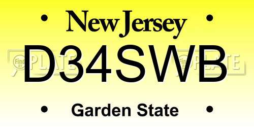 D34SWB New Jersey License Plate