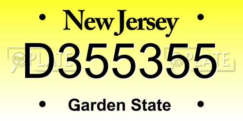 D355355 New Jersey License Plate