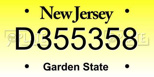 D355358 New Jersey License Plate