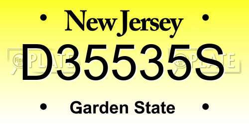 D35535S New Jersey License Plate