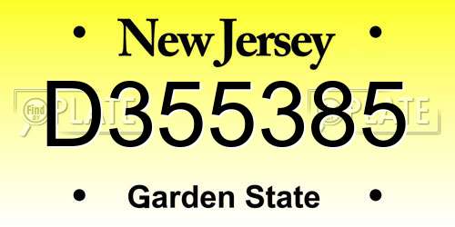 D355385 New Jersey License Plate