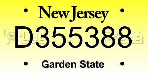 D355388 New Jersey License Plate
