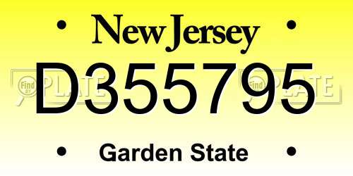 D355795 New Jersey License Plate