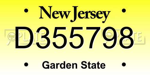 D355798 New Jersey License Plate