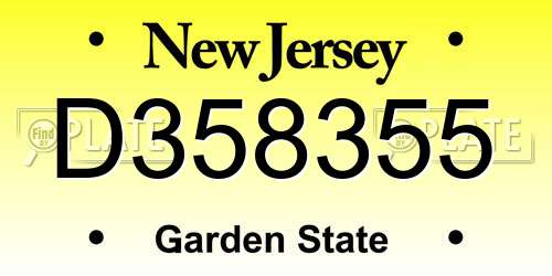 D358355 New Jersey License Plate