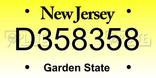 D358358 New Jersey License Plate