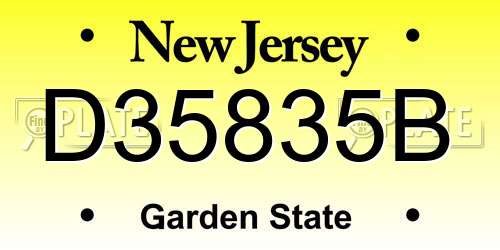 D35835B New Jersey License Plate